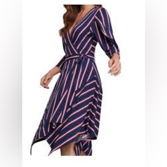 NWT BCBGMaxAzria Stripe Cross Front Tie Dress, XXS - Picture 2 of 12